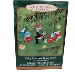 Hallmark Thing One & Two, The Cat in the Hat. Set of 3 Mini Ornaments Dr. Seuss